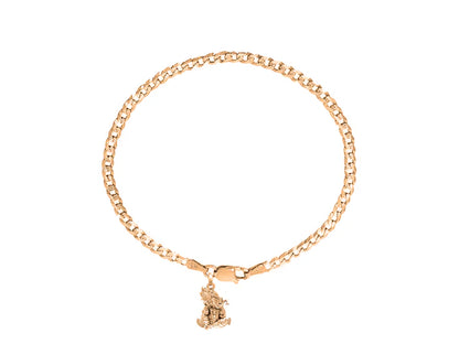 22KT gold plated 92.5% pure Sterling Silver Curb Designer Bracelet with Charm Ganesh for Men & Boys