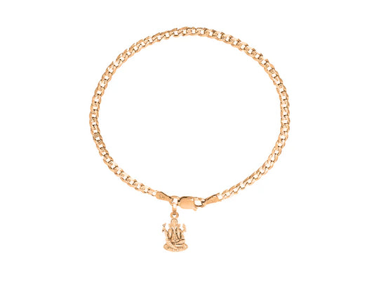 22KT gold plated 92.5% pure Sterling Silver Curb Designer Bracelet with Charm Ganesh for Men & Boys