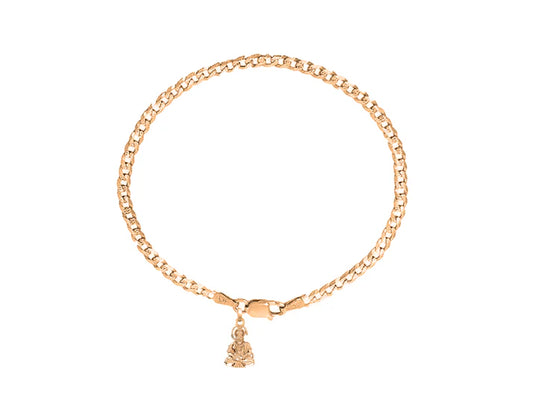 22KT gold plated 92.5% pure Sterling Silver Curb Designer Bracelet with Charm Hanuman for Men & Boys
