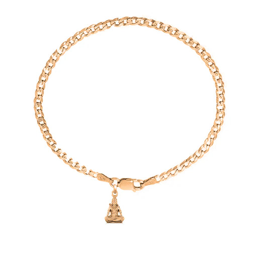 22KT gold plated 92.5% pure Sterling Silver Curb Designer Bracelet with Charm Shiva for Men & Boys