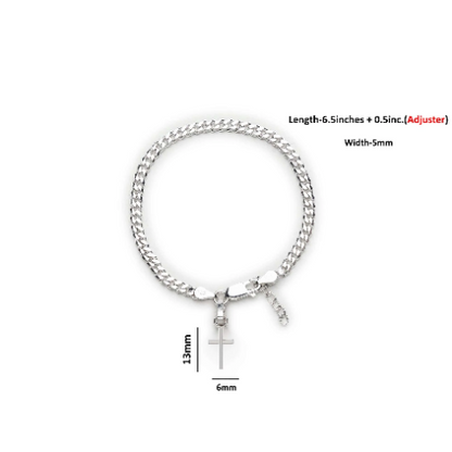 92.5% pure Sterling Silver Curb Designer Bracelet with Charm Jesus for Girls and Women