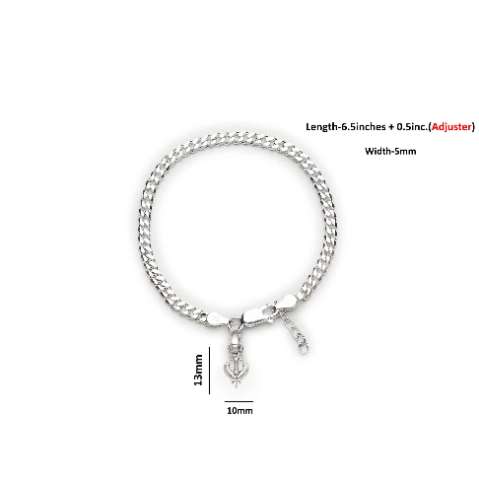 92.5% pure Sterling Silver Curb Designer Bracelet with spiritual Sardar Symbol for Girls and Women