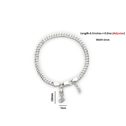 92.5% pure Sterling Silver Curb Designer Bracelet with fashionable Cat for Girls and Women