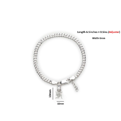 92.5% pure Sterling Silver Curb Designer Bracelet with Charm Swastik for Girls and Women