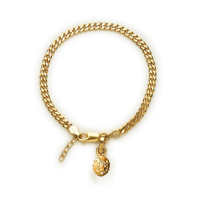 22KT gold plated 92.5% pure Sterling Silver Curb Designer Bracelet with Charm Narsimha for Girls and Women