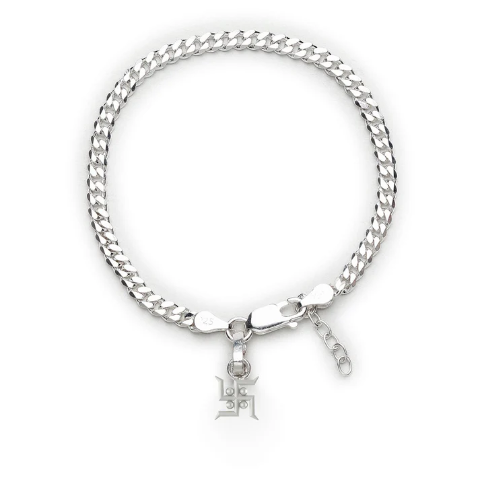 92.5% pure Sterling Silver Curb Designer Bracelet with Charm Swastik for Girls and Women