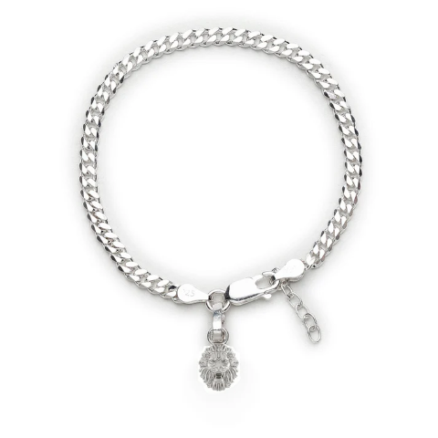 92.5% pure Sterling Silver Curb Designer Bracelet with Charm Narsimha for Girls and Women