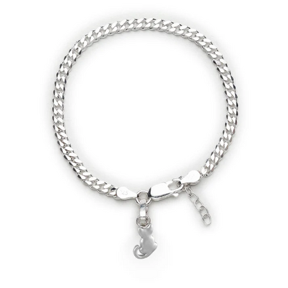 92.5% pure Sterling Silver Curb Designer Bracelet with fashionable Cat for Girls and Women