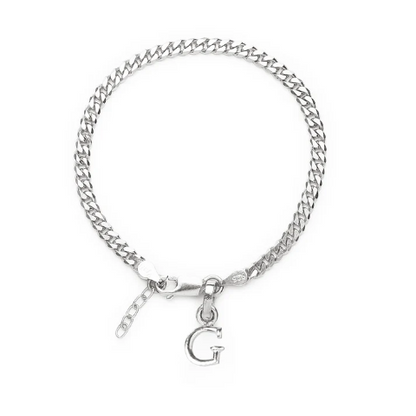 92.5% pure Sterling Silver Curb Designer Bracelet with G Alphabet for Girls and women