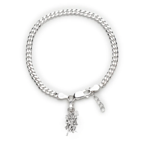 92.5% pure Sterling Silver Curb Designer Bracelet with Charm Hanuman for Girls and Women