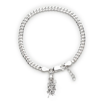 92.5% pure Sterling Silver Curb Designer Bracelet with Charm Hanuman for Girls and Women
