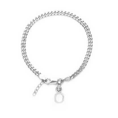 92.5% pure Sterling Silver Curb Designer Bracelet with O Alphabet for Girls and women