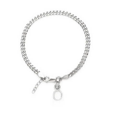 92.5% pure Sterling Silver Curb Designer Bracelet with O Alphabet for Girls and women