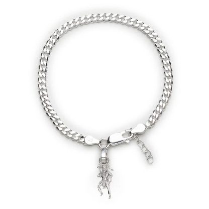 92.5% pure Sterling Silver Curb Designer Bracelet with Charm Hanuman for Girls and Women