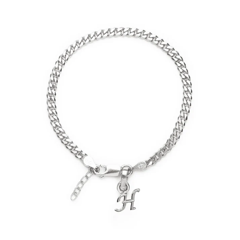 92.5% pure Sterling Silver Curb Designer Bracelet with H Alphabet for Girls and women