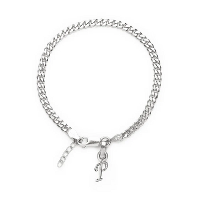 92.5% pure Sterling Silver Curb Designer Bracelet with P Alphabet for Girls and women