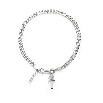 92.5% pure Sterling Silver Curb Designer Bracelet with T Alphabet for Girls and women