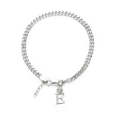 92.5% pure Sterling Silver Curb Designer Bracelet with E Alphabet for Girls and women
