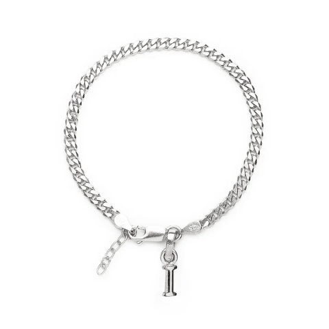 92.5% pure Sterling Silver Curb Designer Bracelet with I Alphabet for Girls and women