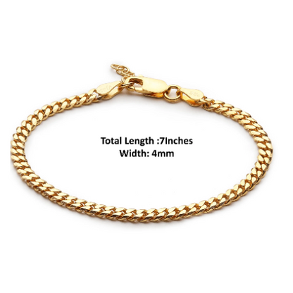 22 KT gold plated Sterling Silver (92.5% purity) Stylish and Fashionable Curb Bracelet for Girls and Women pure silver Bracelet