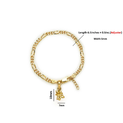 22KT gold plated 92.5% pure Sterling Silver Figaro Designer Bracelet with religious 786 charm for Girls and Women