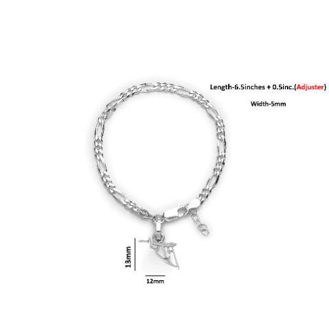 92.5% pure Sterling Silver Figaro Designer Bracelet with Charm Ram Name for Girls and Women