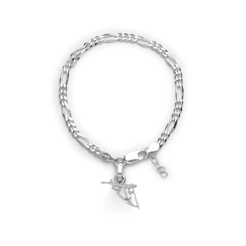 92.5% pure Sterling Silver Figaro Designer Bracelet with Charm Ram Name for Girls and Women