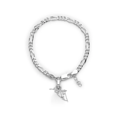 92.5% pure Sterling Silver Figaro Designer Bracelet with Charm Ram Name for Girls and Women