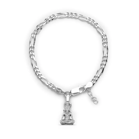 92.5% pure Sterling Silver Figaro Designer Bracelet with Charm Shiva for Girls and Women