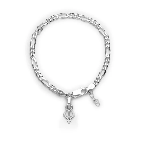 92.5% pure Sterling Silver Figaro Designer Bracelet with spiritual Sardar Symbol for Girls and Women