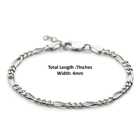 Sterling Silver (92.5% purity) Stylish and Fashionable Figaro Bracelet for Women pure silver Bracelet