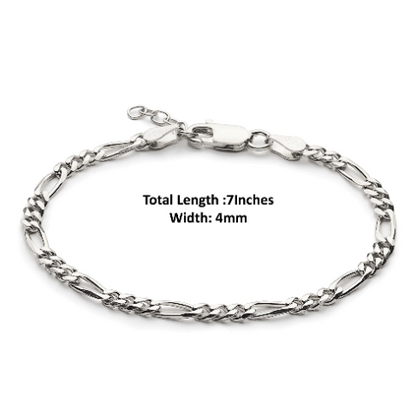 Sterling Silver (92.5% purity) Stylish and Fashionable Figaro Bracelet for Women pure silver Bracelet