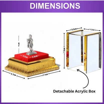99.9% Pure Silver Lord Krishna Idol with Acrylic Box for Pooja Room, office desk, Car Dashboard