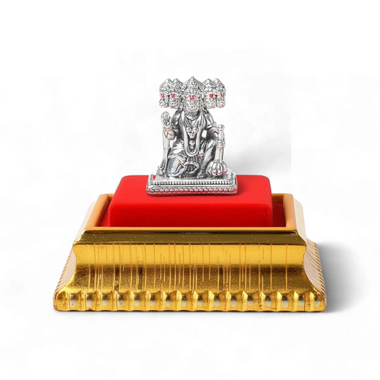 99.9% Pure Silver Panchmukhi Hanuman Ji Idol with Acrylic Box for Pooja Room, office desk, Car Dashboard