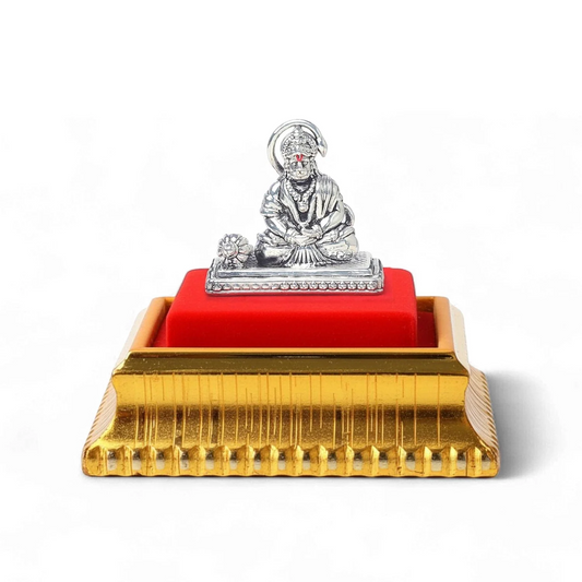 99.9% Pure Silver Hanuman Ji Idol with Acrylic Box for Pooja Room, office desk, Car Dashboard