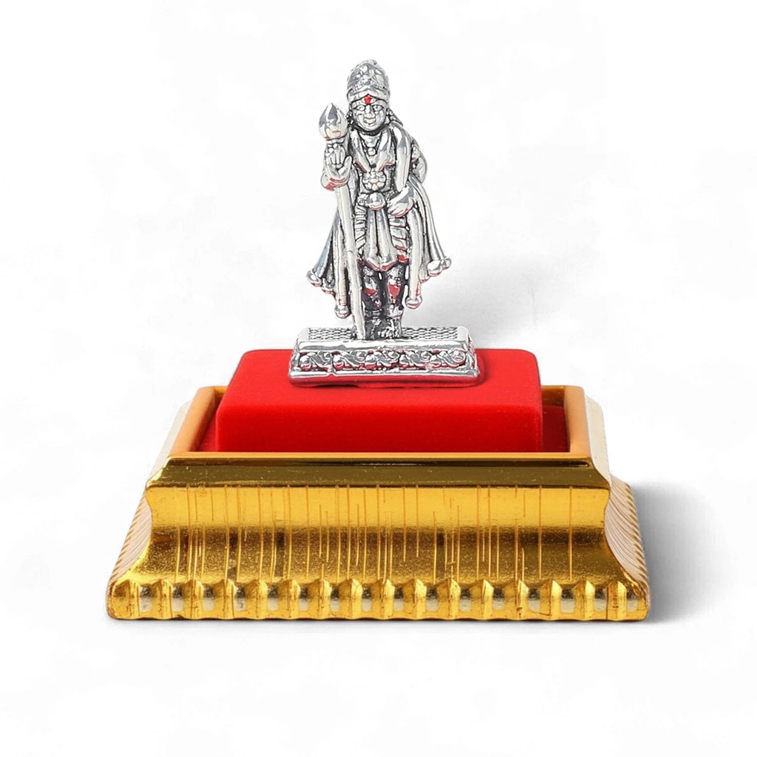 99.9% Pure Silver Lord Murugan Idol with Acrylic Box for Pooja Room, office desk, Car Dashboard