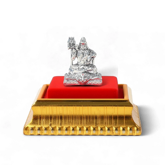 99.9% Pure Silver Lord Shiva Idol with Acrylic Box for Pooja Room, office desk, Car Dashboard