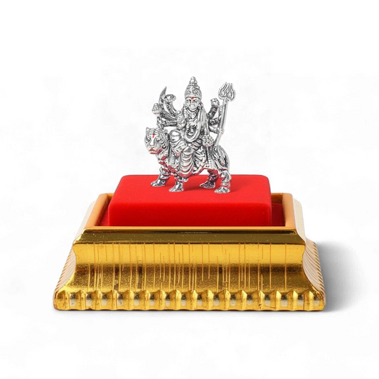 99.9% Pure Silver Maa Durga Idol with Acrylic Box for Pooja Room, office desk, Car Dashboard