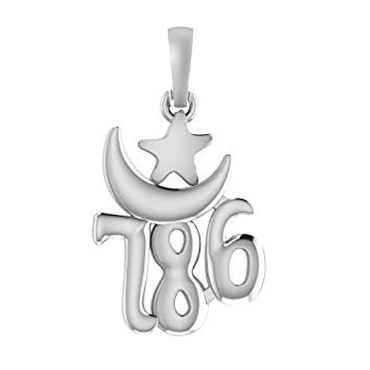 Religious Sterling Silver 92.5% Purity Lucky 786 Pendant Pure Silver Locket for Men and Women