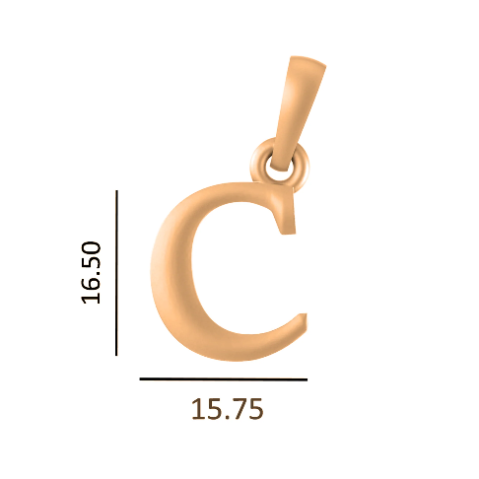 22 CT Gold Plated Silver (92.5% purity) precious and designer Name Alphabet C Pendant For Men and women