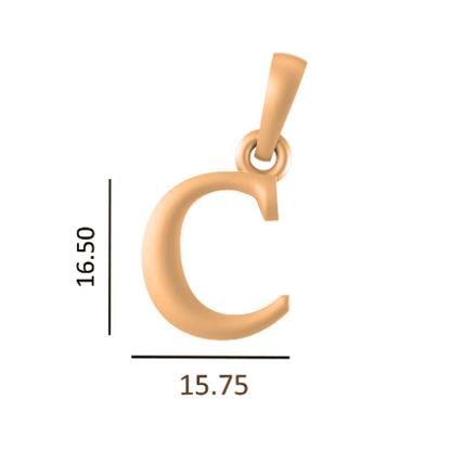 22 CT Gold Plated Silver (92.5% purity) precious and designer Name Alphabet C Pendant For Men and women