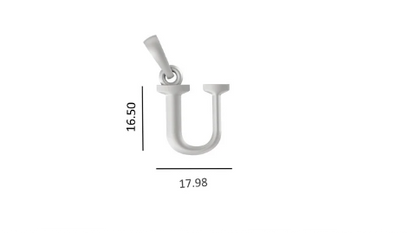 Sterling Silver (92.5% purity) precious Name pendant pure silver designer alphabet U locket