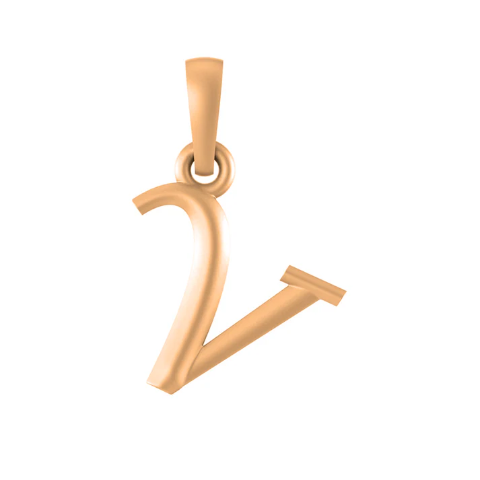 22 CT Gold Plated Silver (92.5% purity) precious and designer Name Alphabet V Pendant For Men and women
