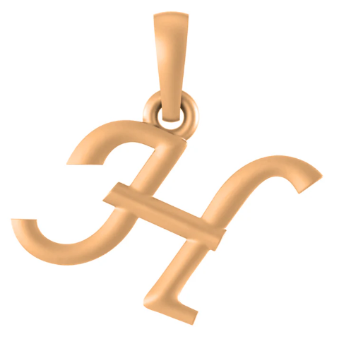 22 CT Gold Plated Silver (92.5% purity) precious and designer Name Alphabet H Pendant For Men and women
