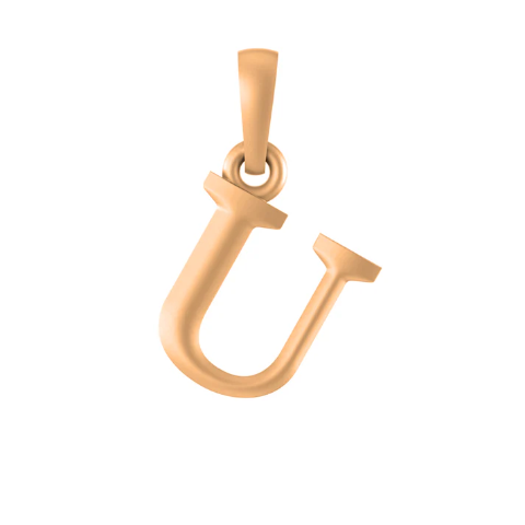 22 CT Gold Plated Silver (92.5% purity) precious and designer Name Alphabet U Pendant For Men and women