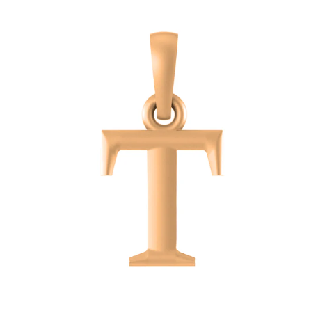 22 CT Gold Plated Silver (92.5% purity) precious and designer Name Alphabet T Pendant For Men and women