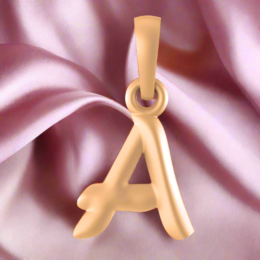 22 CT Gold Plated Alphabet Silver (92.5% purity) Precious & Designer Name Alphabet A Pendant For Men and Women