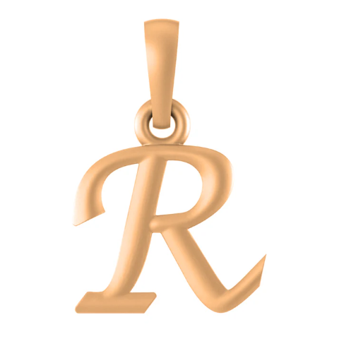 22 CT Gold Plated Silver (92.5% purity) precious and designer Name Alphabet R Pendant For Men and women