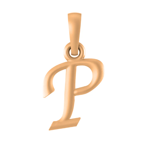 22 CT Gold Plated Silver (92.5% purity) precious and designer Name Alphabet P Pendant For Men and women