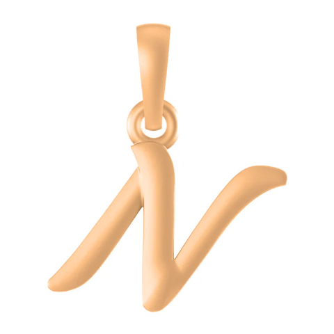 22 CT Gold Plated Silver (92.5% purity) precious and designer Name Alphabet N Pendant For Men and women